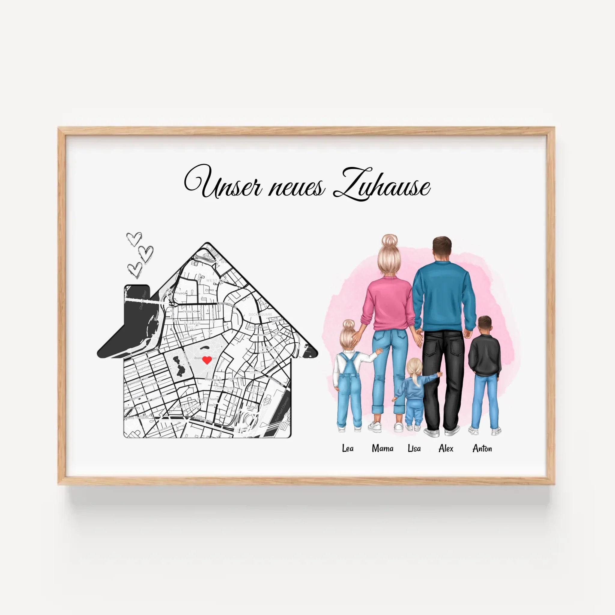 Einzug Geschenk Eigenheim Haus Zuhause Familie Stadtkarte Poster - Cantty