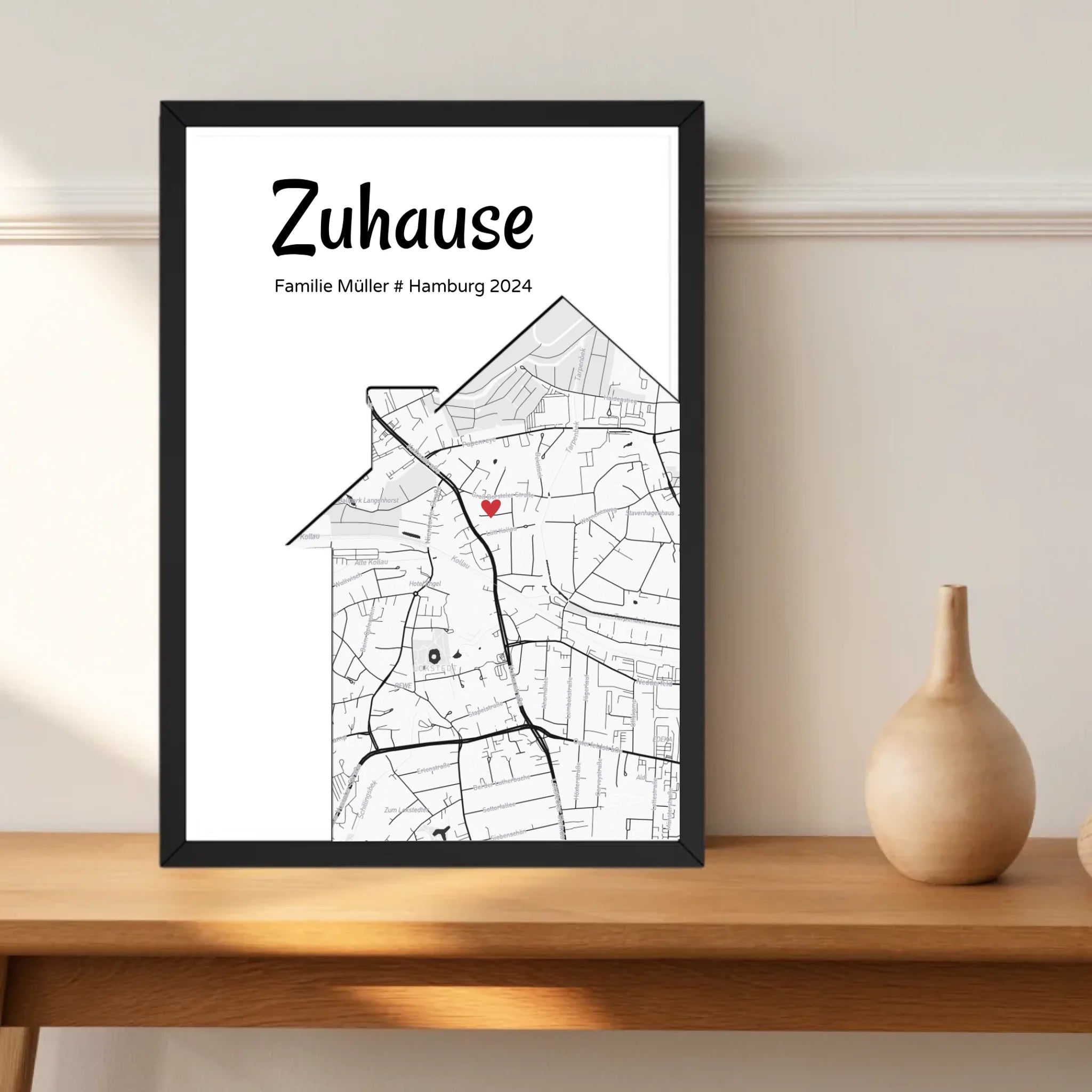 Einzugsgeschenk Stadtkarte Haus & Wohnung Koordinaten Bild, personalisiertes Zuhause Poster - Cantty