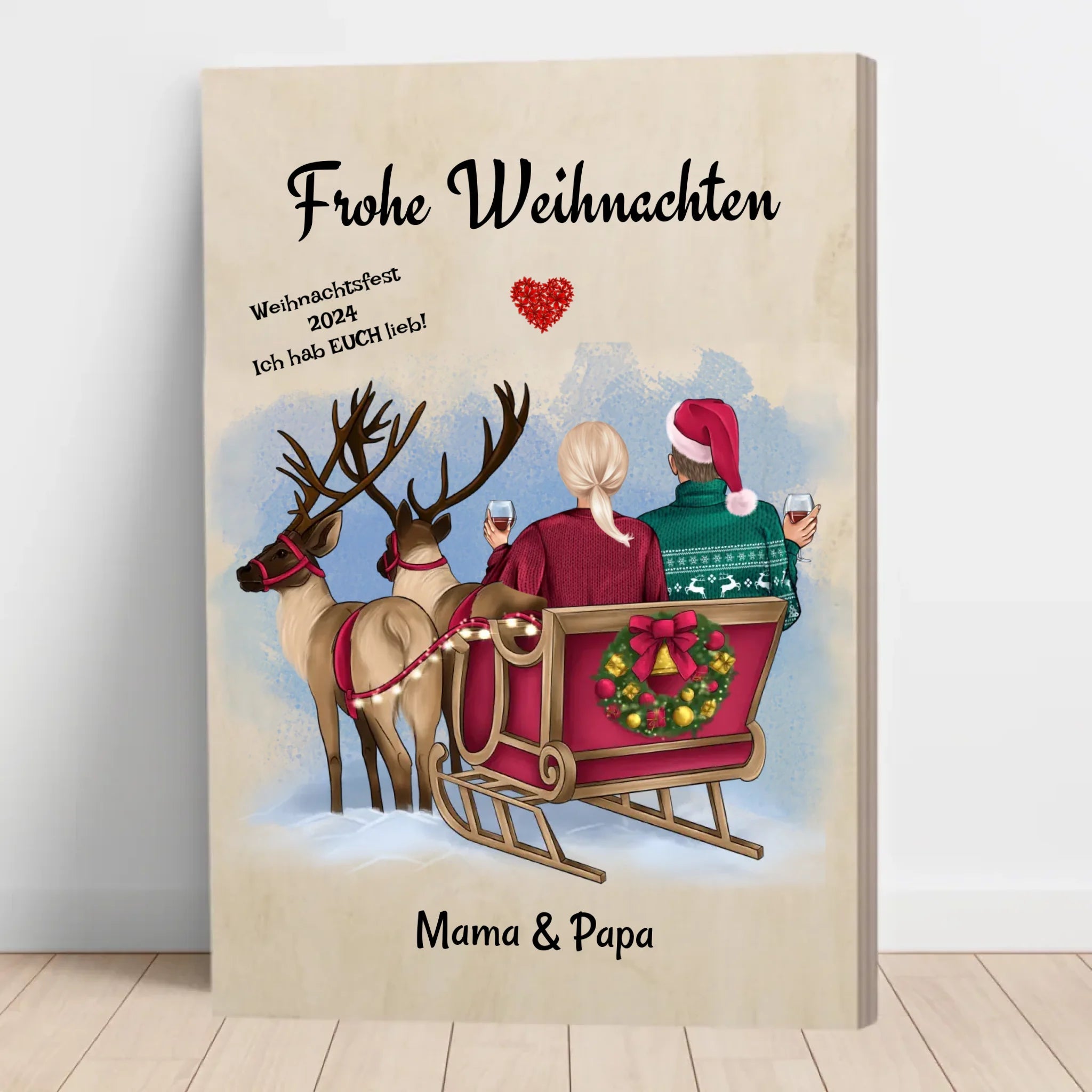 Eltern personalisiertes Weihnachtsgeschenk Holzbild - Cantty