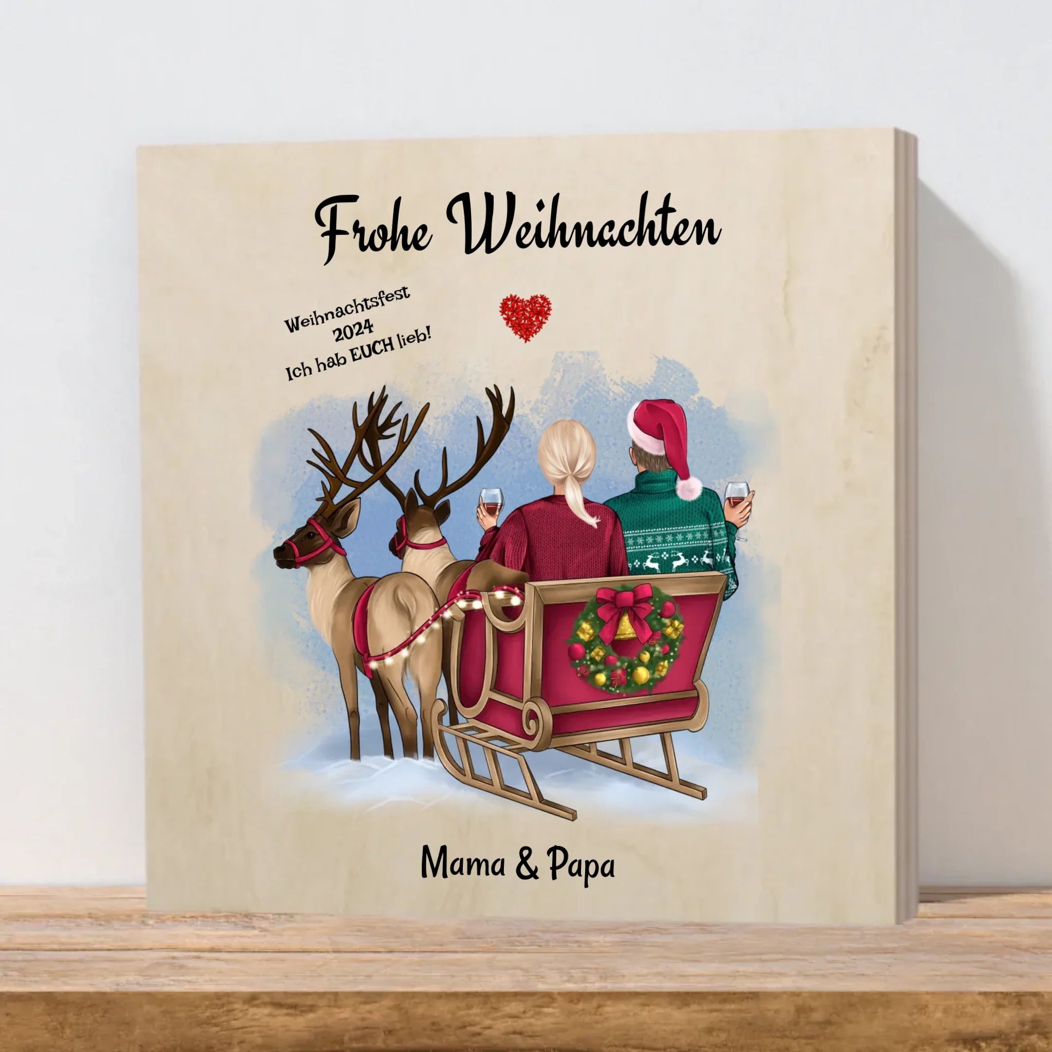 Eltern personalisiertes Weihnachtsgeschenk Holzbild - Cantty