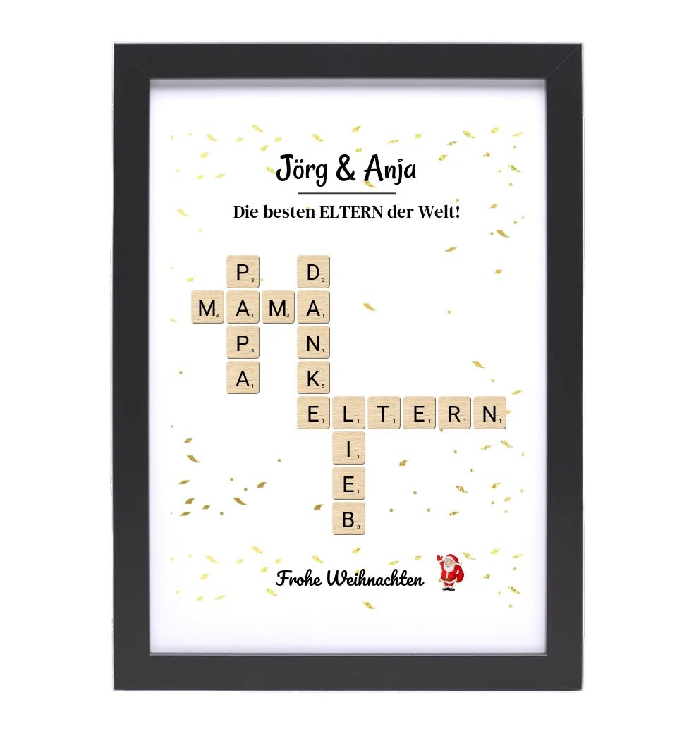 Eltern Weihnachtsgeschenk Bild Scrabble Style personalisierbar - Cantty