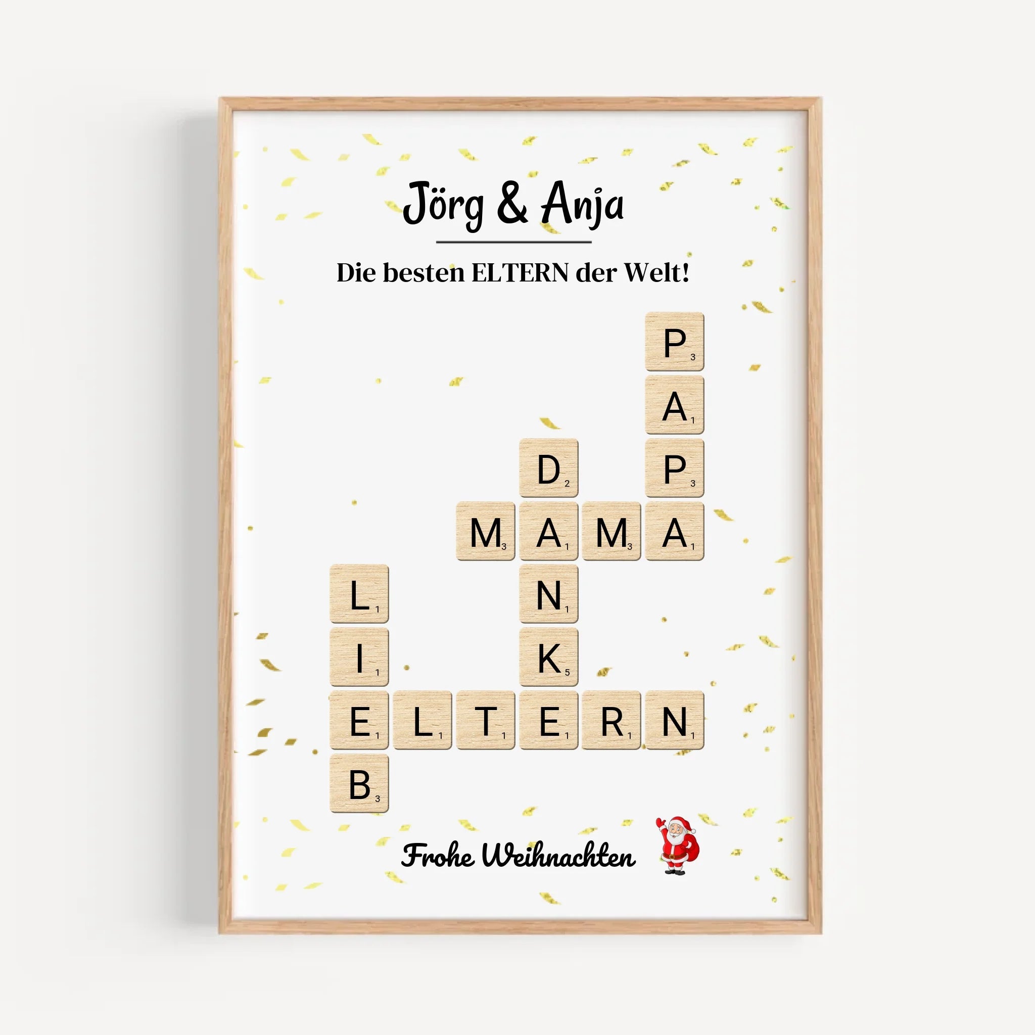 Eltern Weihnachtsgeschenk Bild Scrabble Style personalisierbar - Cantty