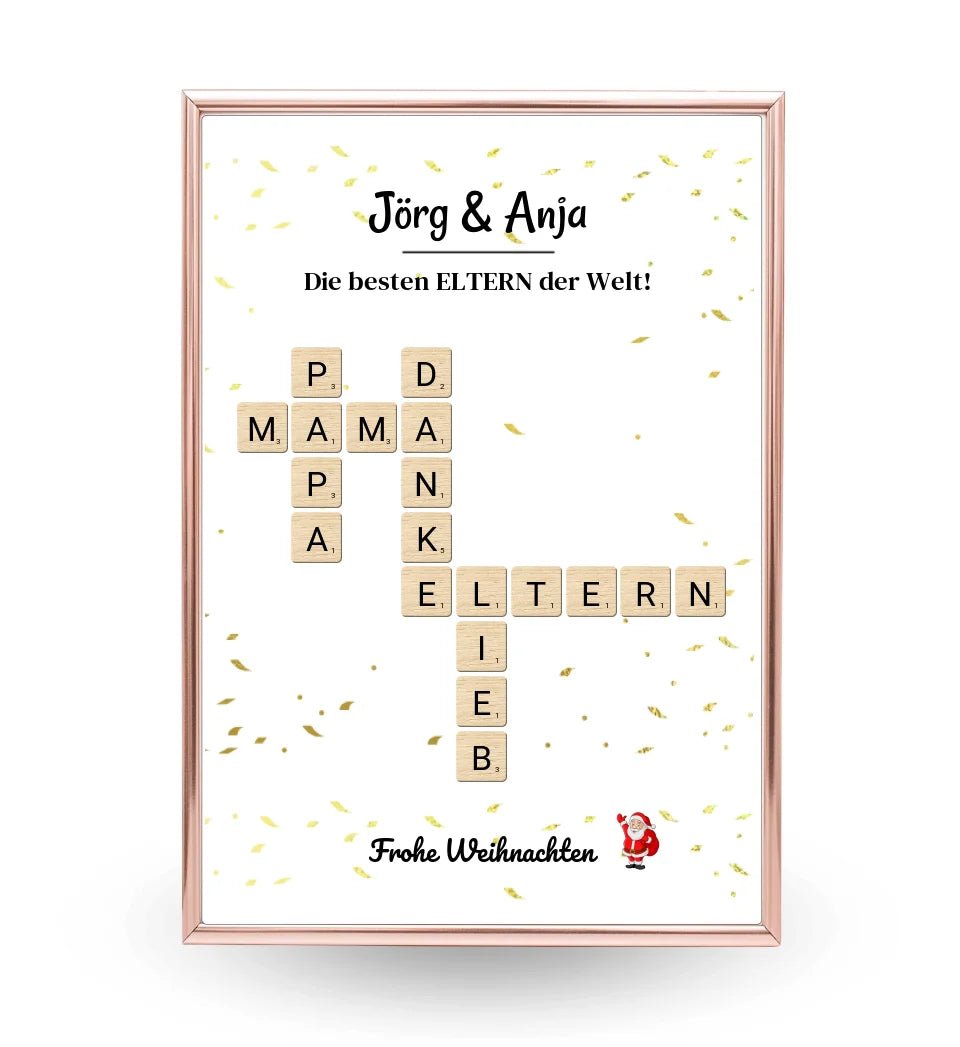 Eltern Weihnachtsgeschenk Bild Scrabble Style personalisierbar - Cantty