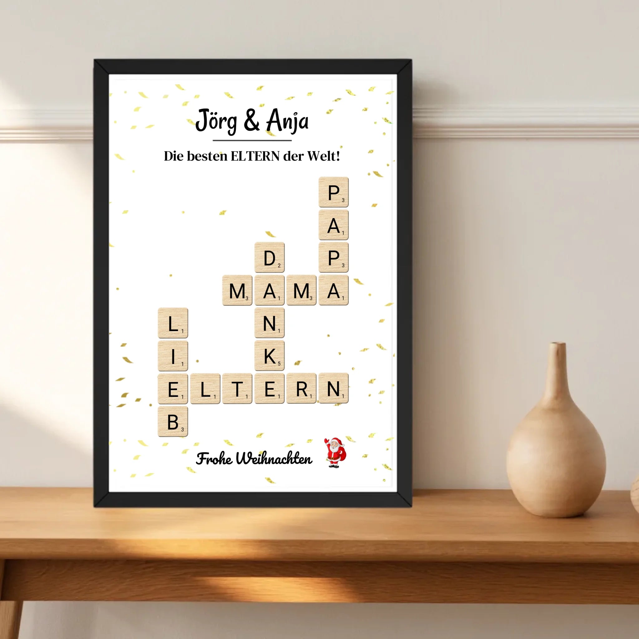 Eltern Weihnachtsgeschenk Bild Scrabble Style personalisierbar - Cantty