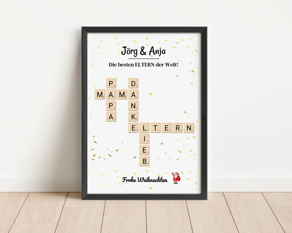 Eltern Weihnachtsgeschenk Bild Scrabble Style personalisierbar - Cantty