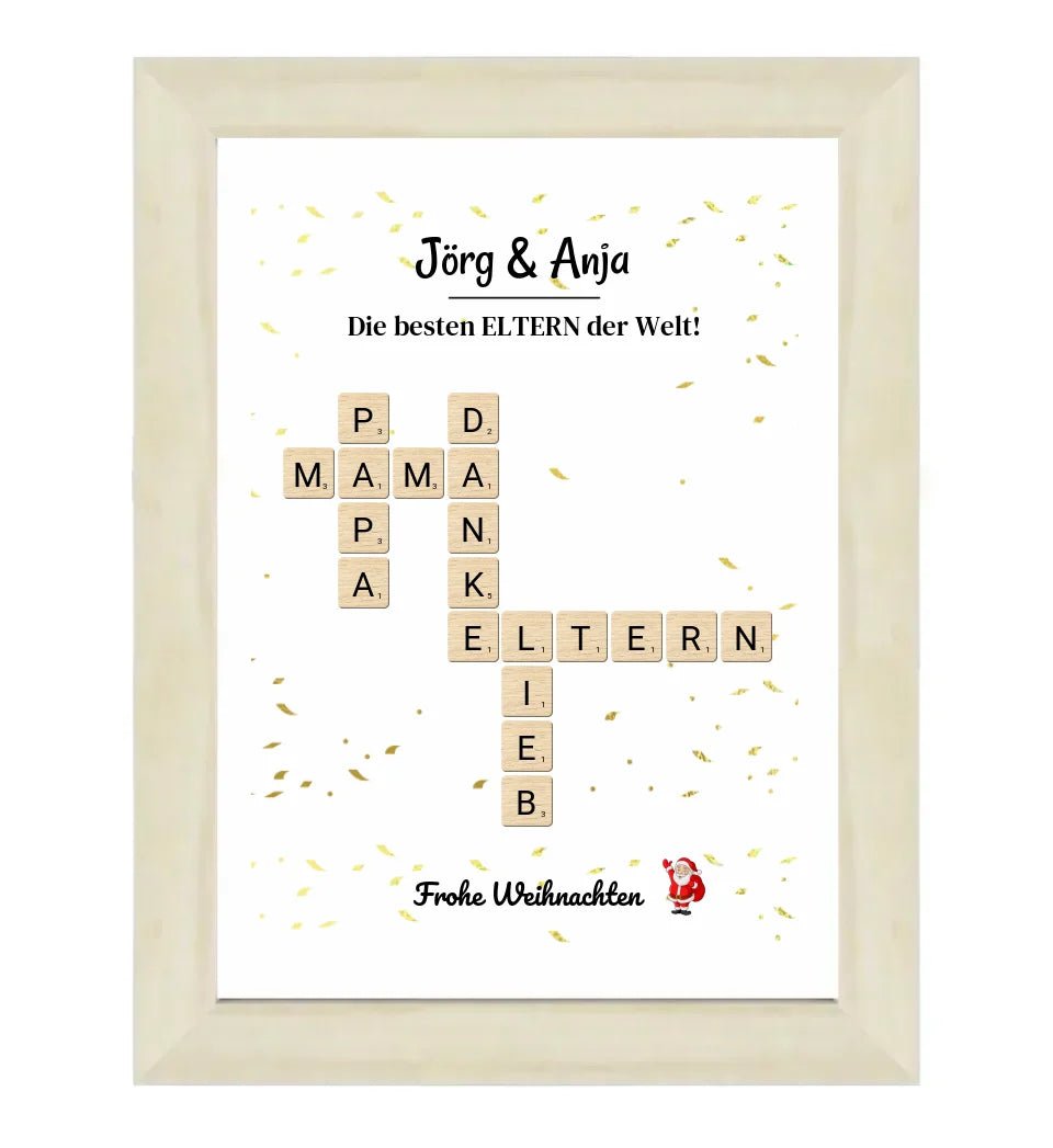 Eltern Weihnachtsgeschenk Bild Scrabble Style personalisierbar - Cantty