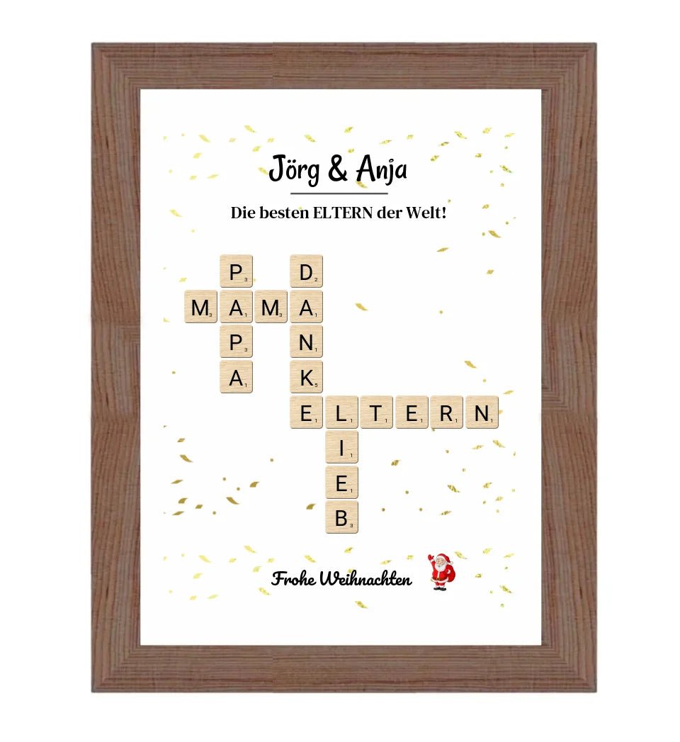 Eltern Weihnachtsgeschenk Bild Scrabble Style personalisierbar - Cantty