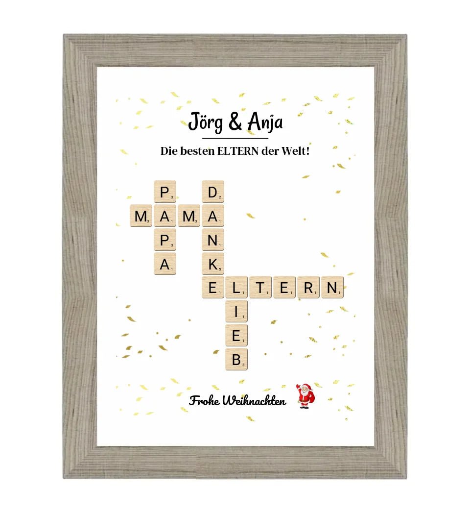 Eltern Weihnachtsgeschenk Bild Scrabble Style personalisierbar - Cantty