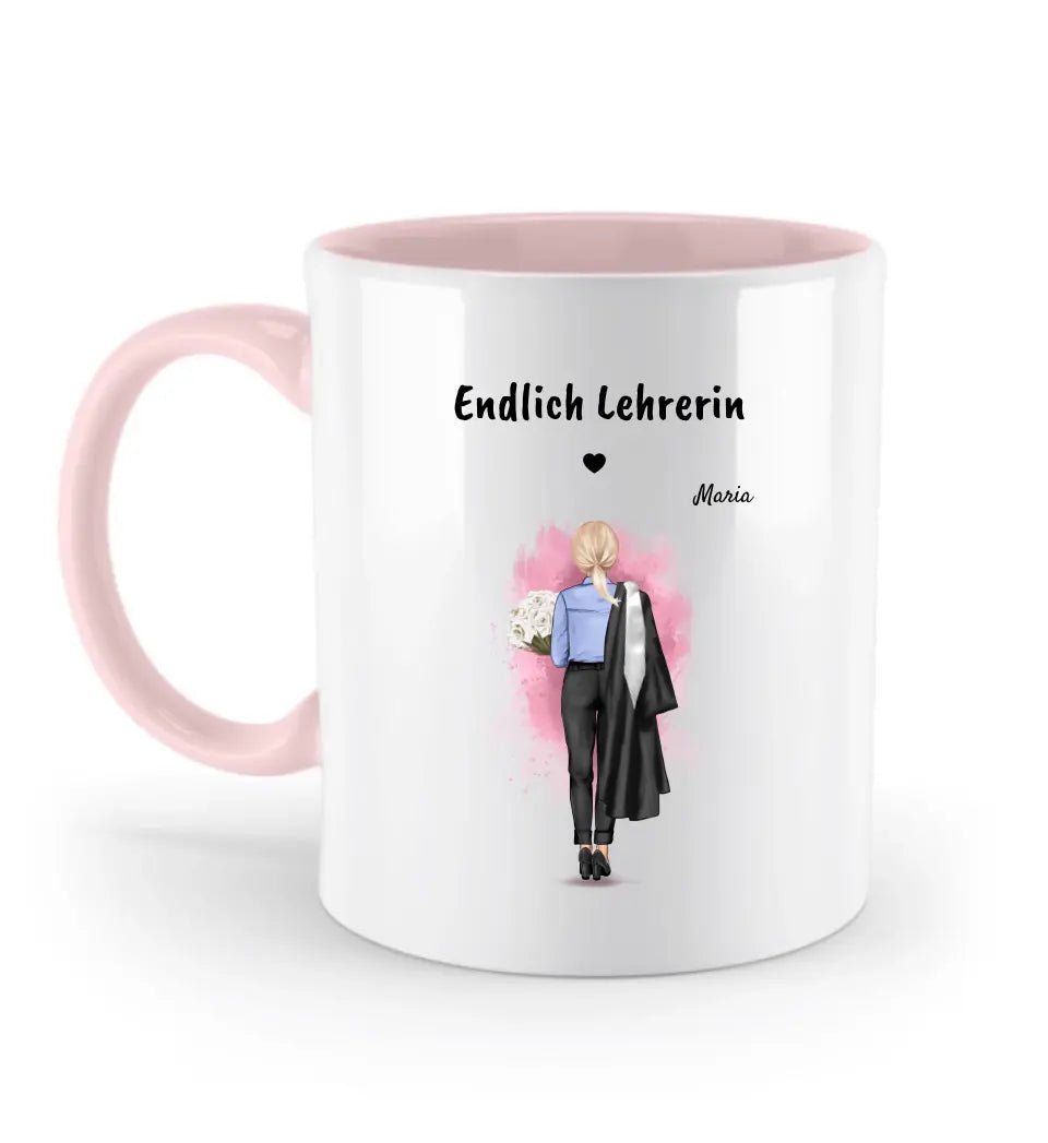 Endlich Lehrerin Geschenk Tasse personalisiert - Cantty