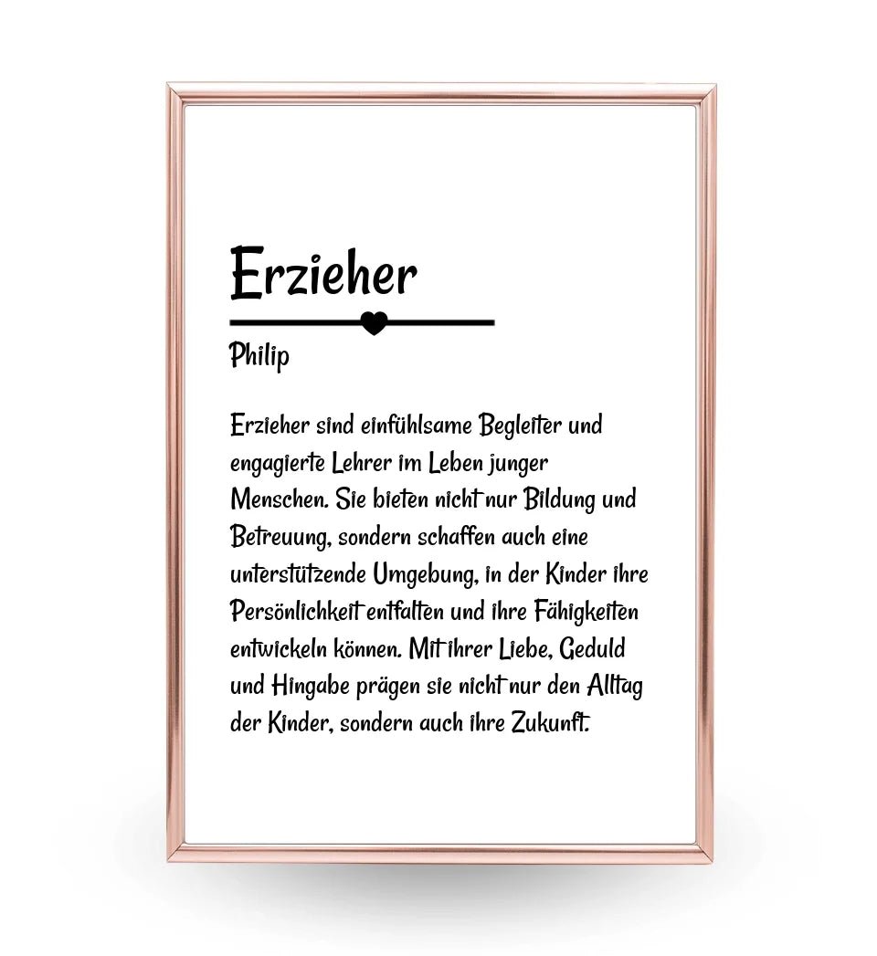 Erzieher Definition Poster Geschenk personalisiert - Cantty