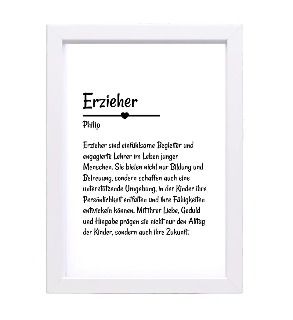 Erzieher Definition Poster Geschenk personalisiert - Cantty