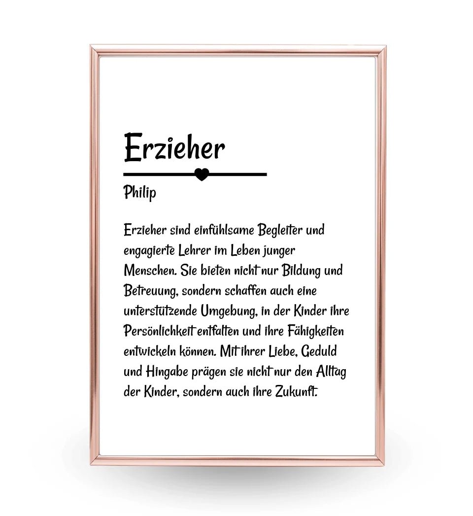 Erzieher Definition Poster Geschenk personalisiert - Cantty