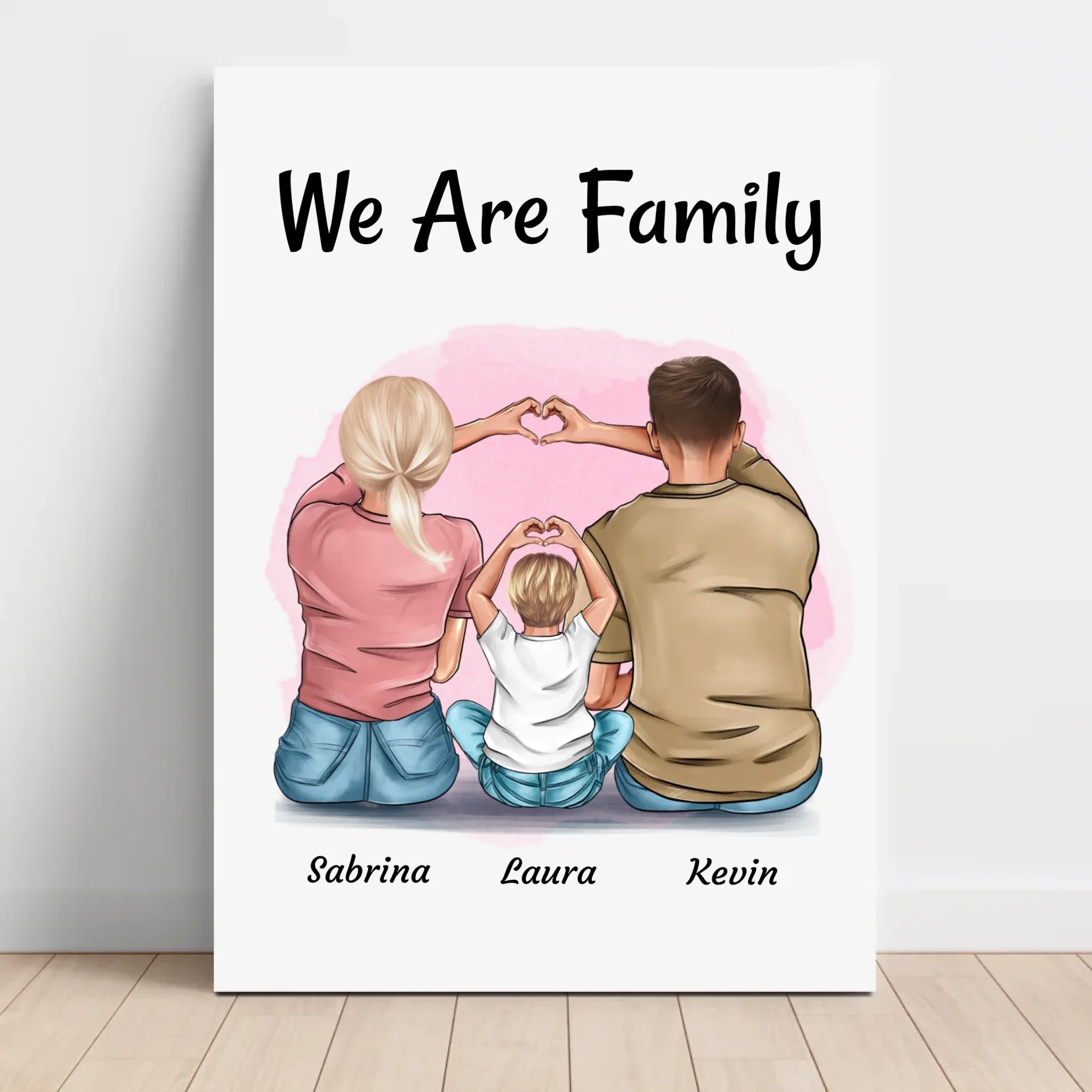 Familie 1 Kind Leinwand Bild Geschenk personalisiert - Cantty