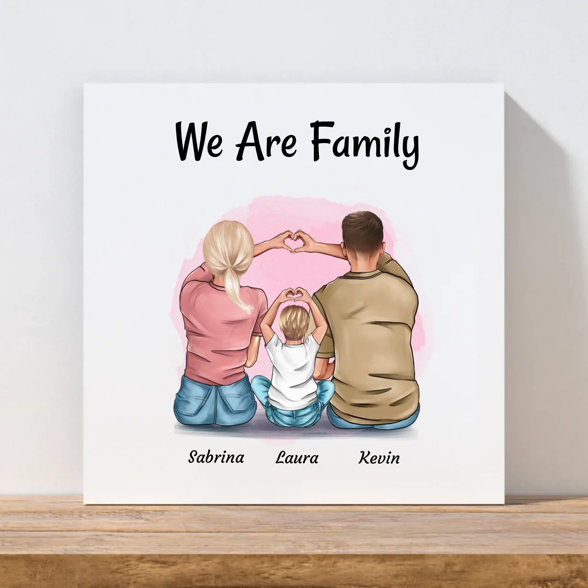 Familie 1 Kind Leinwand Bild Geschenk personalisiert - Cantty