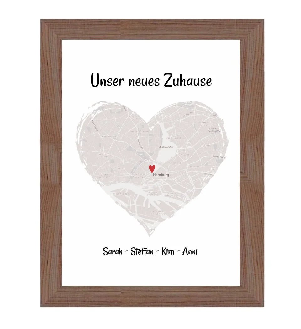 Familie Einzugsgeschenk Poster Stadtkarte personalisiert - Cantty