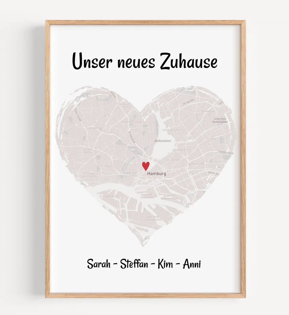 Familie Einzugsgeschenk Poster Stadtkarte personalisiert - Cantty