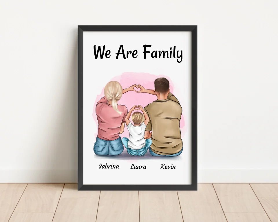 Familie Mama Papa Kind Poster personalisiert - Cantty