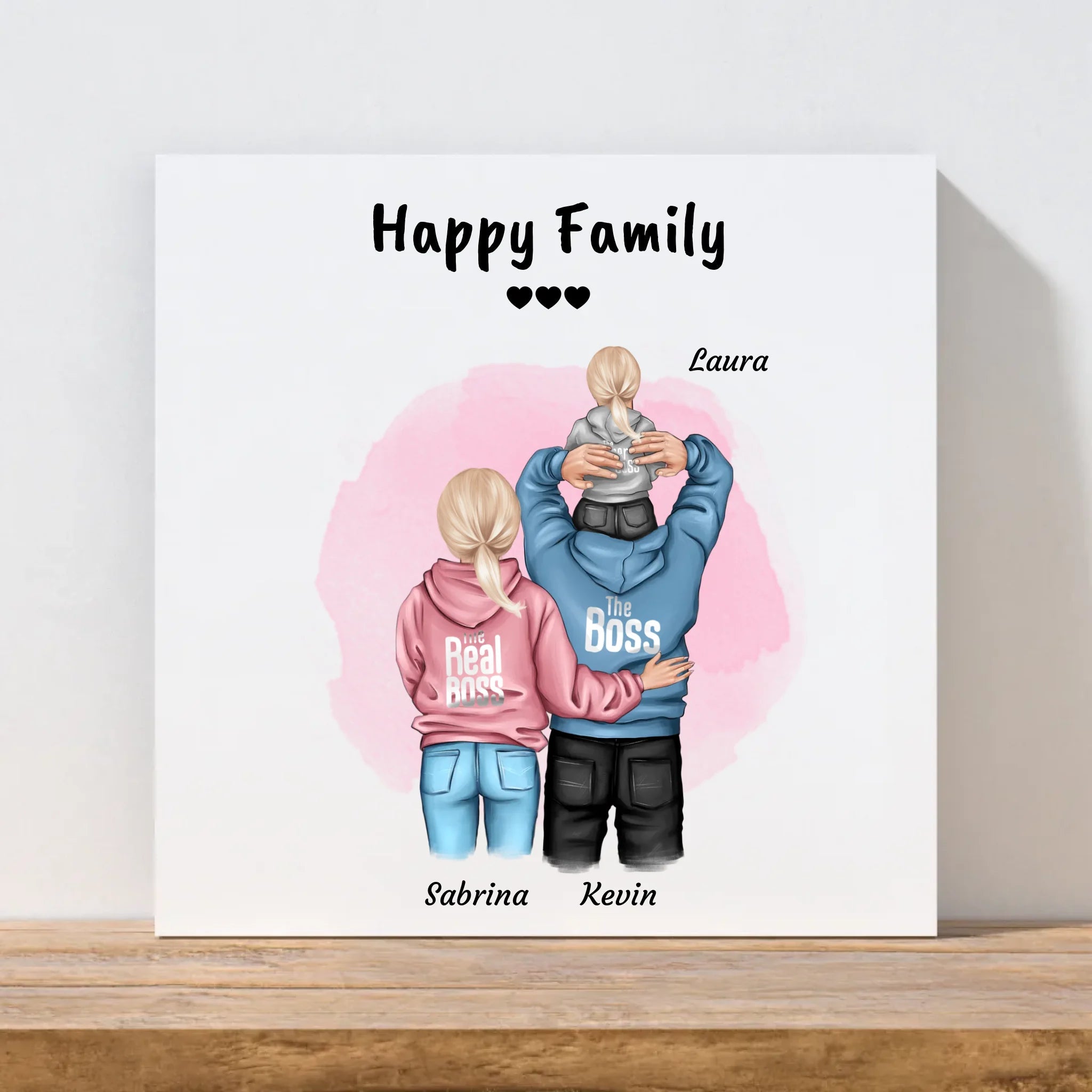 Familie mit Kind Leinwandbild personalisiert - Cantty