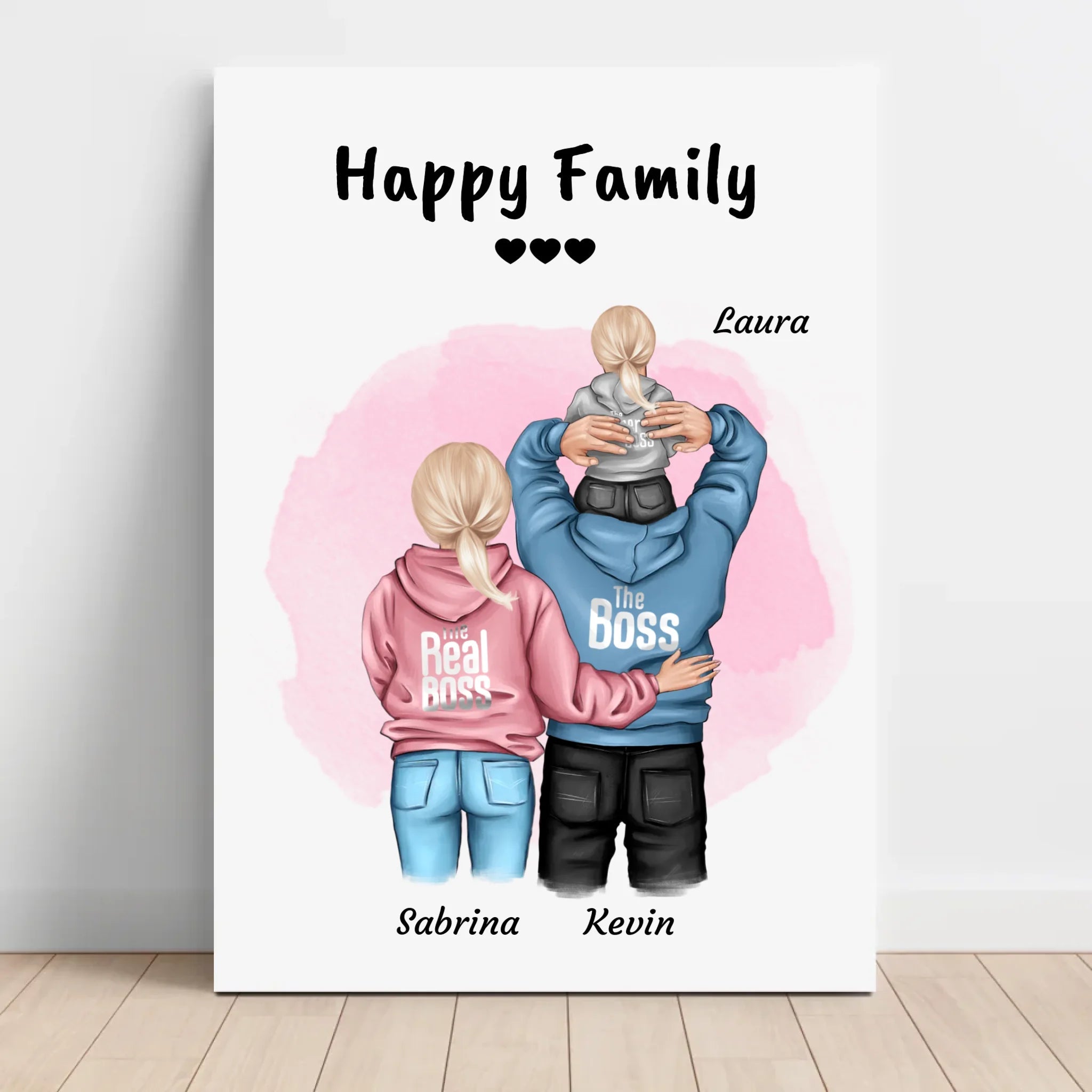 Familie mit Kind Leinwandbild personalisiert - Cantty