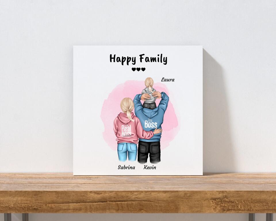 Familie mit Kind Leinwandbild personalisiert - Cantty