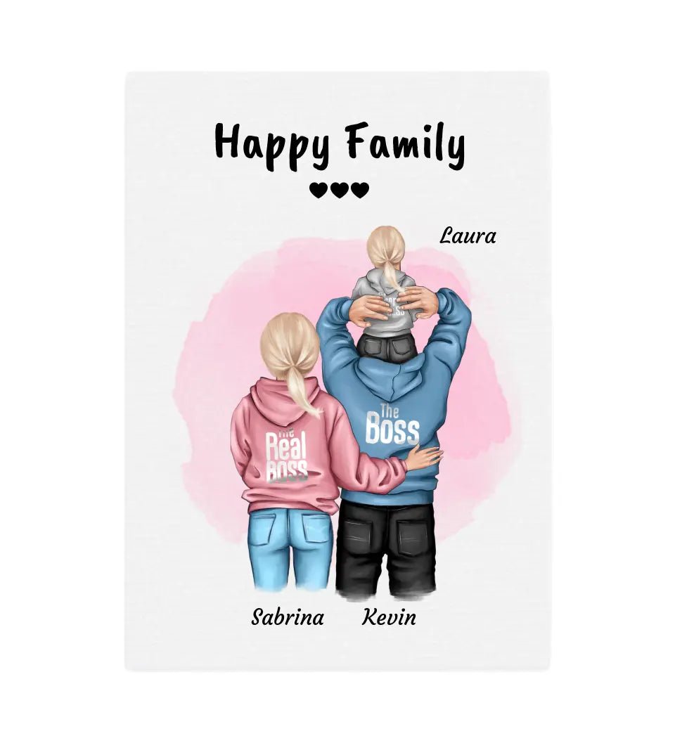Familie mit Kind Leinwandbild personalisiert - Cantty