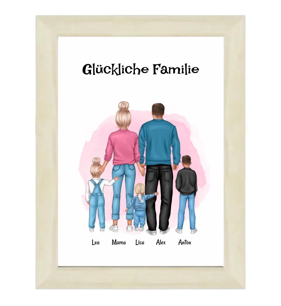 Familie mit Kinder Bild Geschenk personalisiert - Cantty