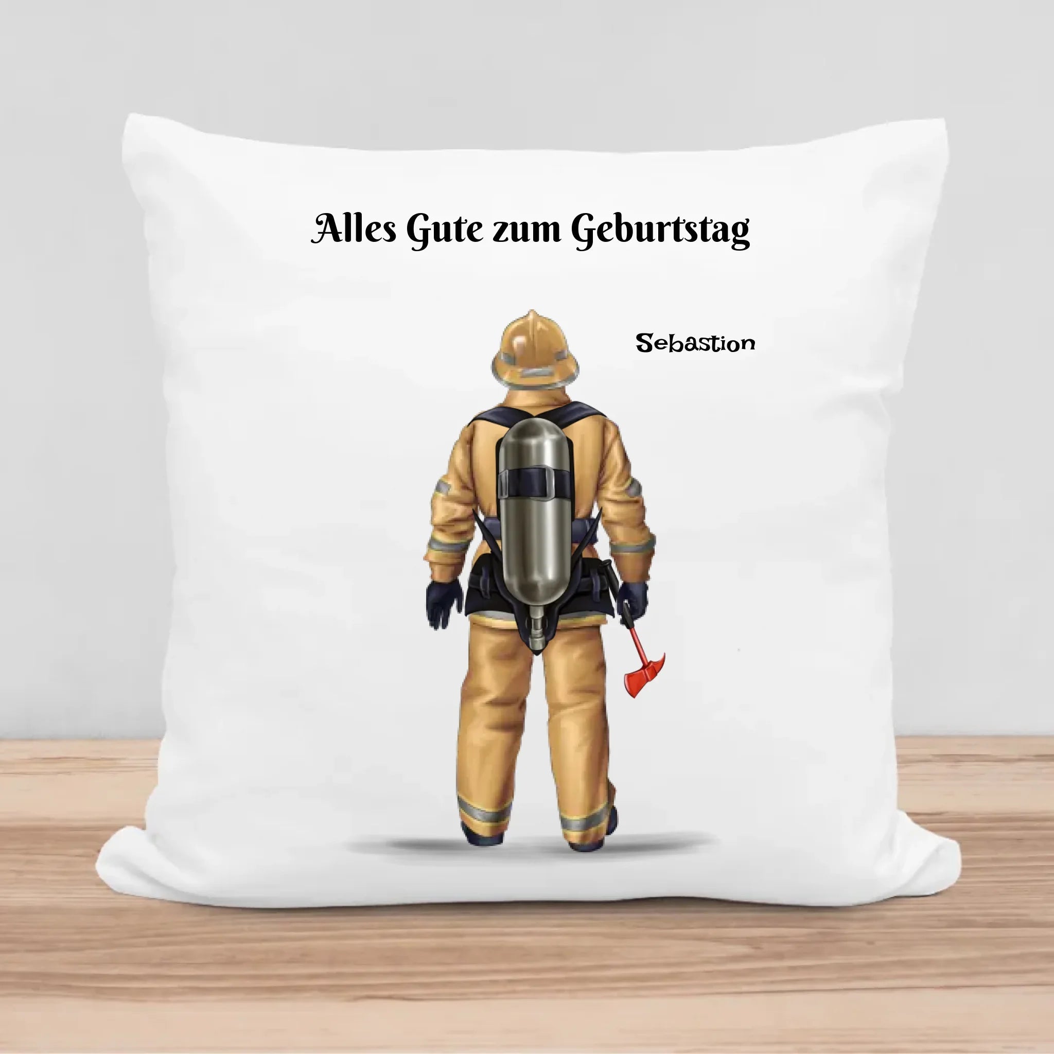 Feuerwehrmann Kissen Geschenk mit Name - Cantty