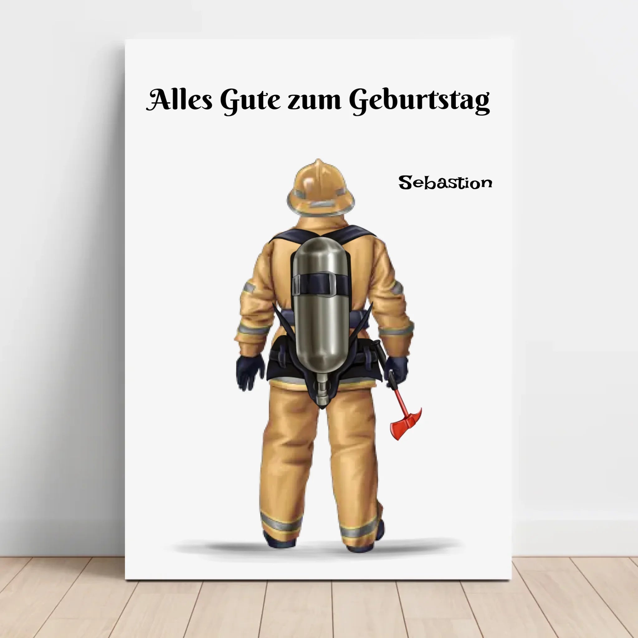 Feuerwehrmann Leinwand Bild personalisiert - Cantty