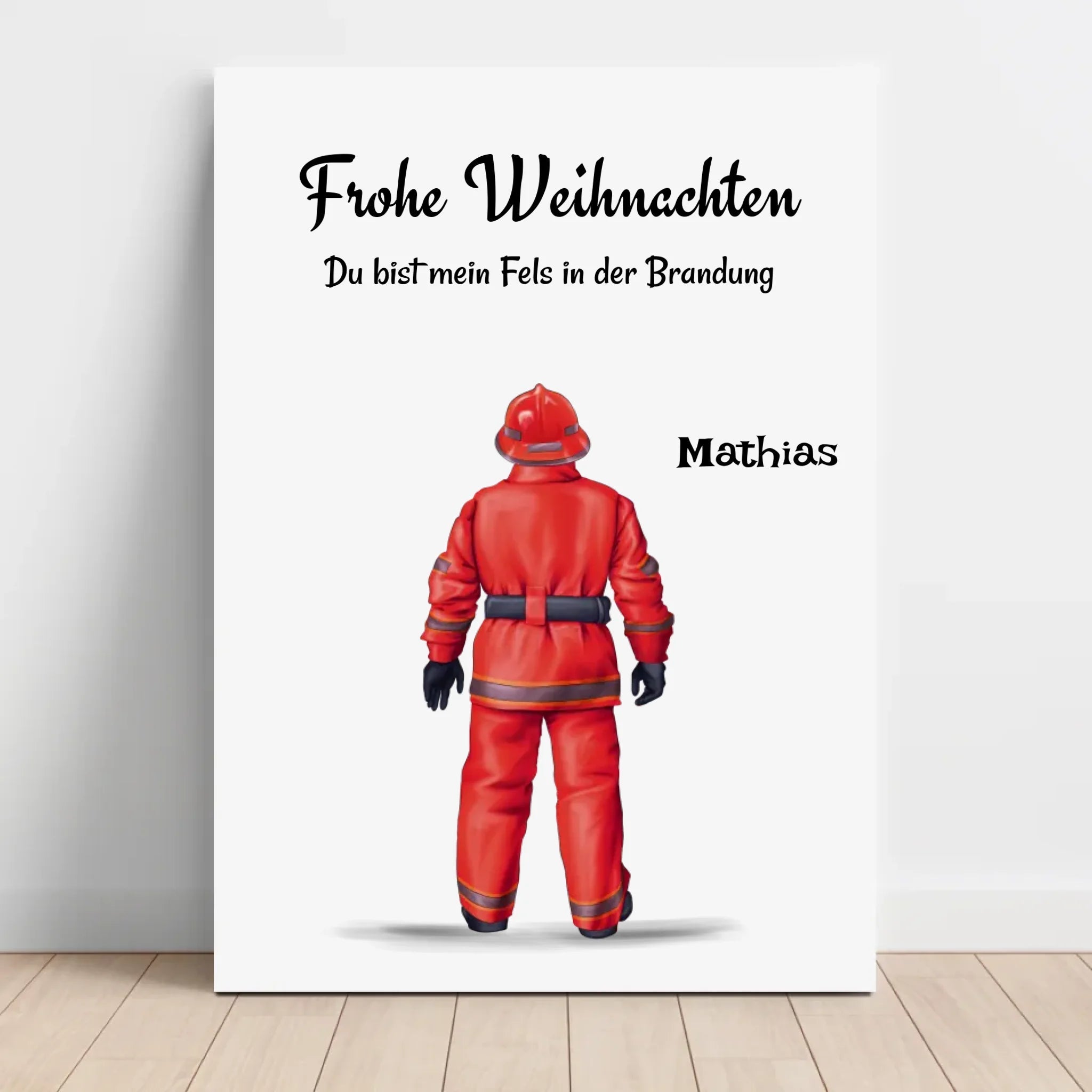 Feuerwehrmann Weihnachtsgeschenk Leinwand personalisiert - Cantty