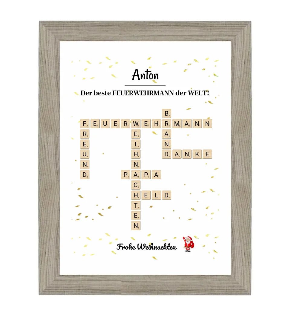 Feuerwehrmann Weihnachtsgeschenk Poster Scrabble Design - Cantty