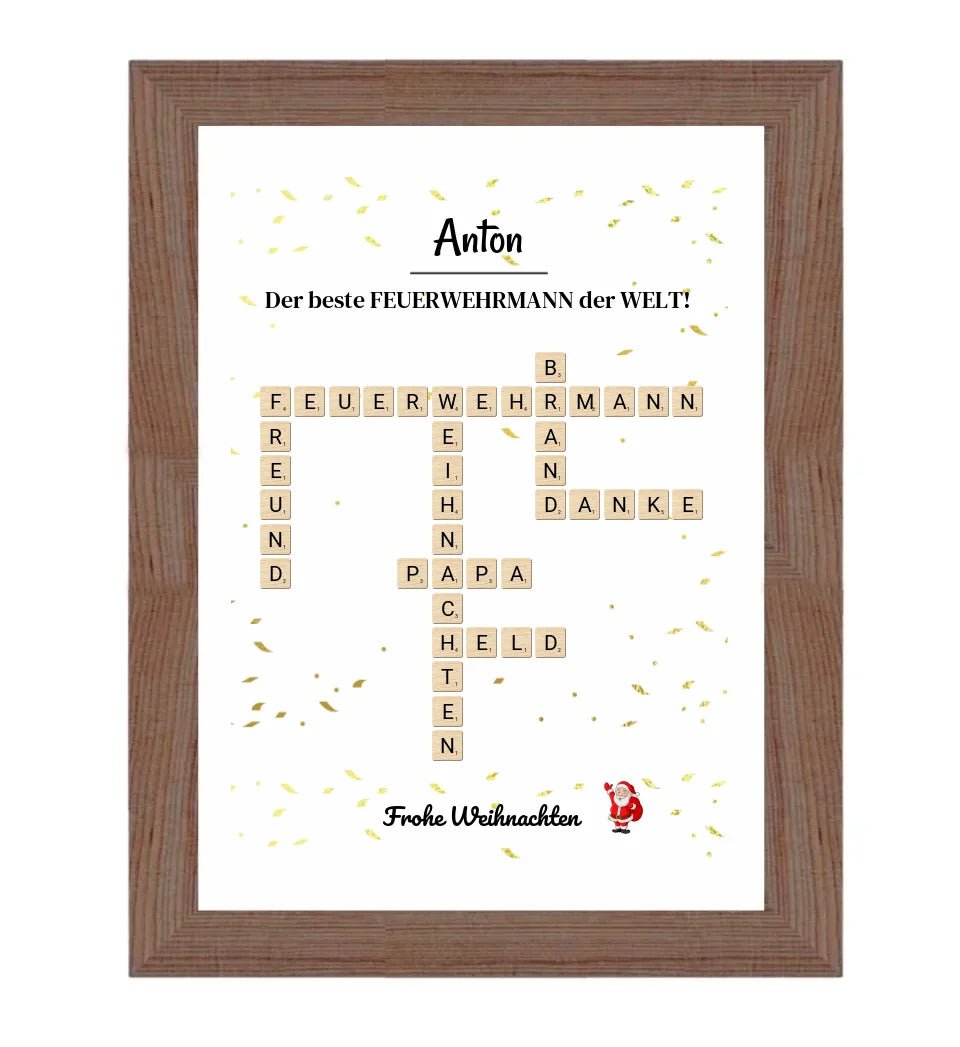 Feuerwehrmann Weihnachtsgeschenk Poster Scrabble Design - Cantty