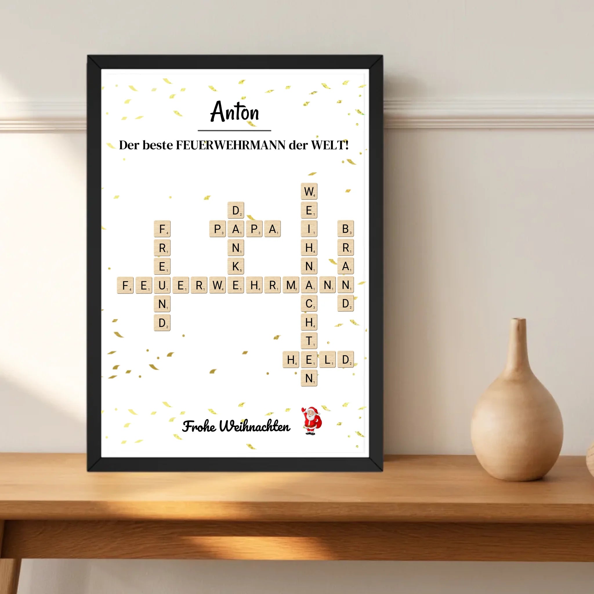 Feuerwehrmann Weihnachtsgeschenk Poster Scrabble Design - Cantty