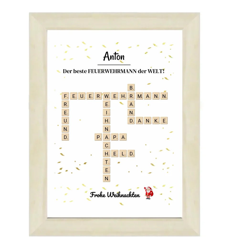 Feuerwehrmann Weihnachtsgeschenk Poster Scrabble Design - Cantty