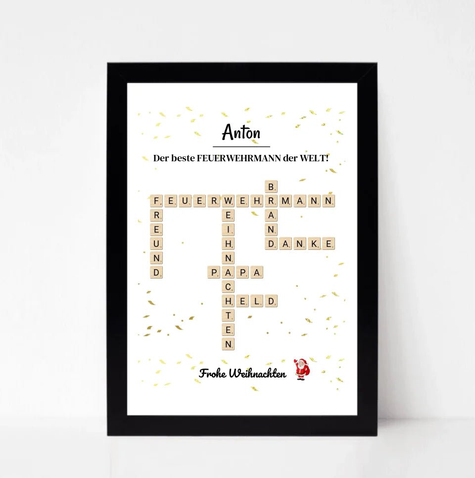 Feuerwehrmann Weihnachtsgeschenk Poster Scrabble Design - Cantty