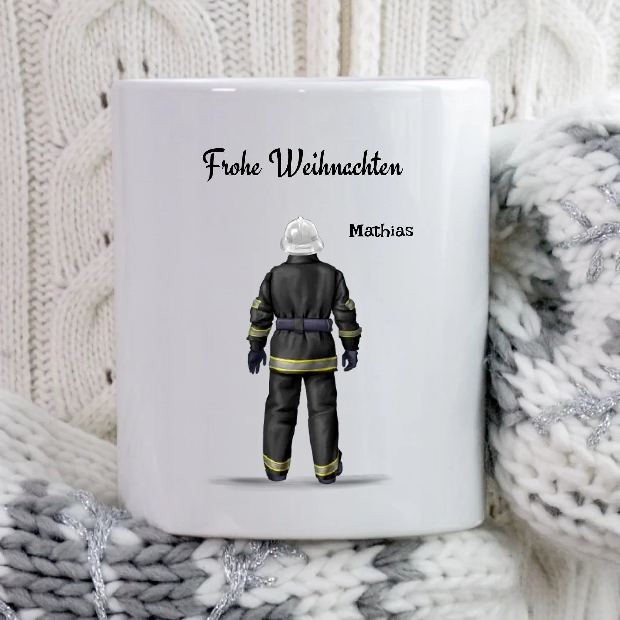 Feuerwehrmann Weihnachtstasse Geschenk personalisiert - Cantty