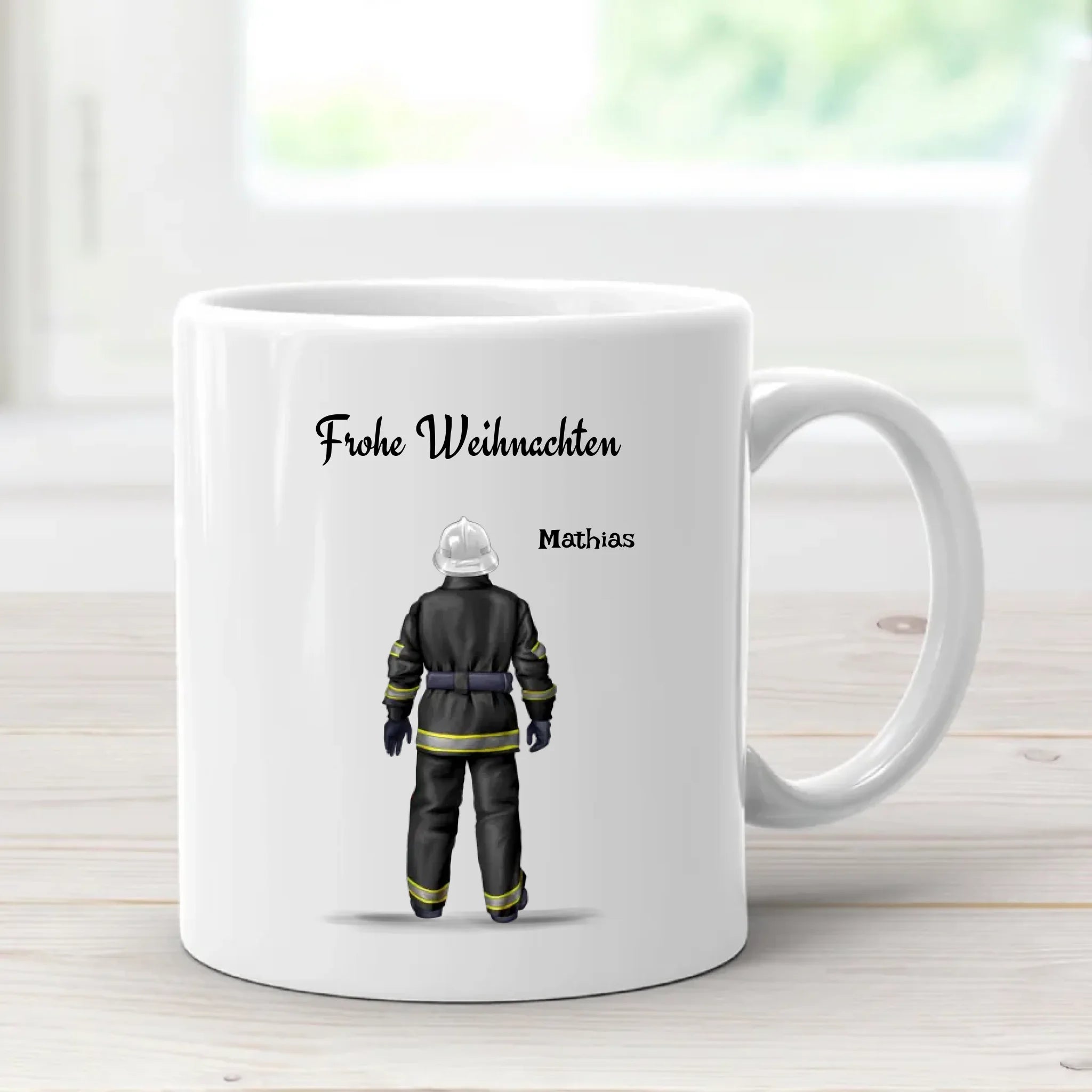 Feuerwehrmann Weihnachtstasse Geschenk personalisiert - Cantty