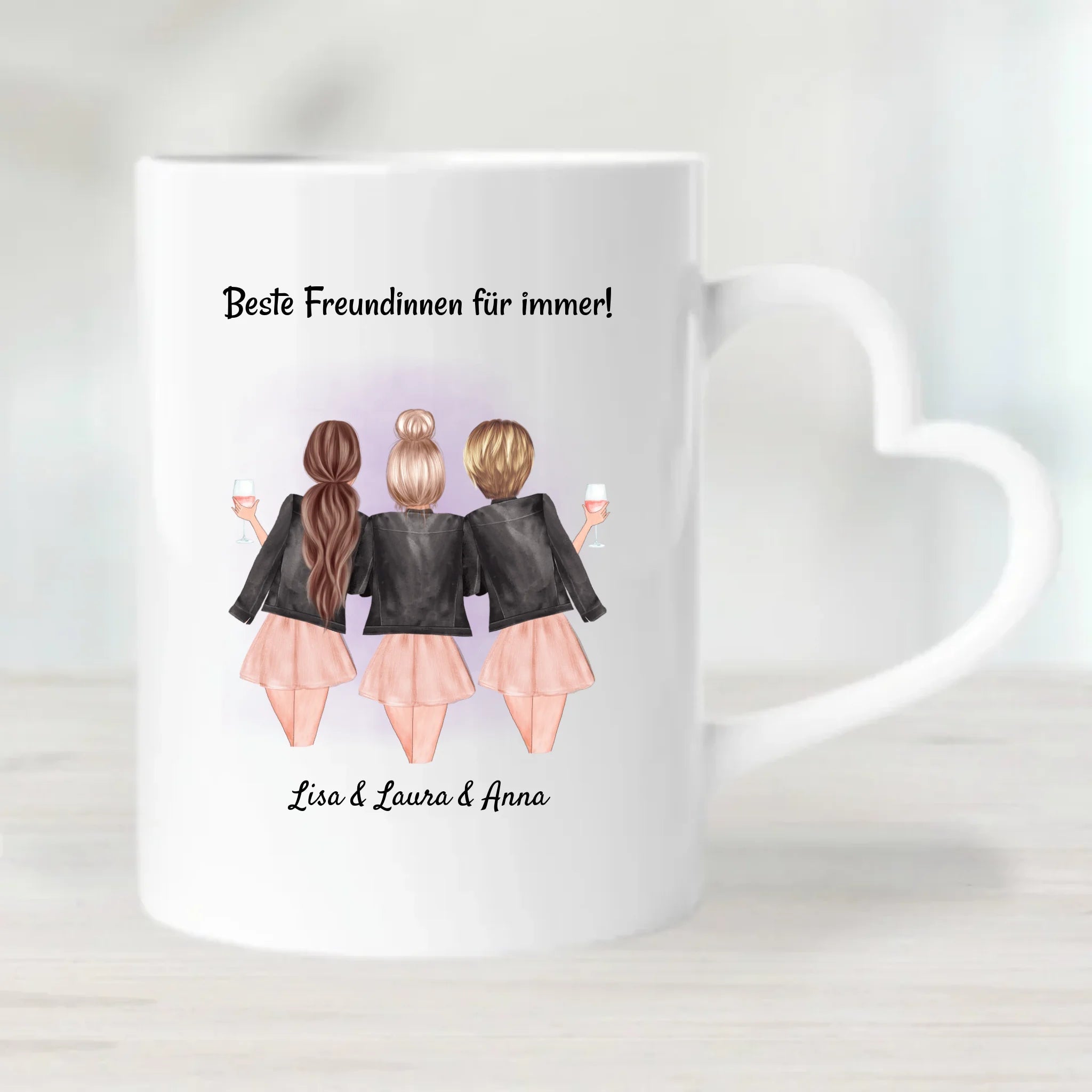 Freundin Tasse personalisiert 3 Personen - Cantty