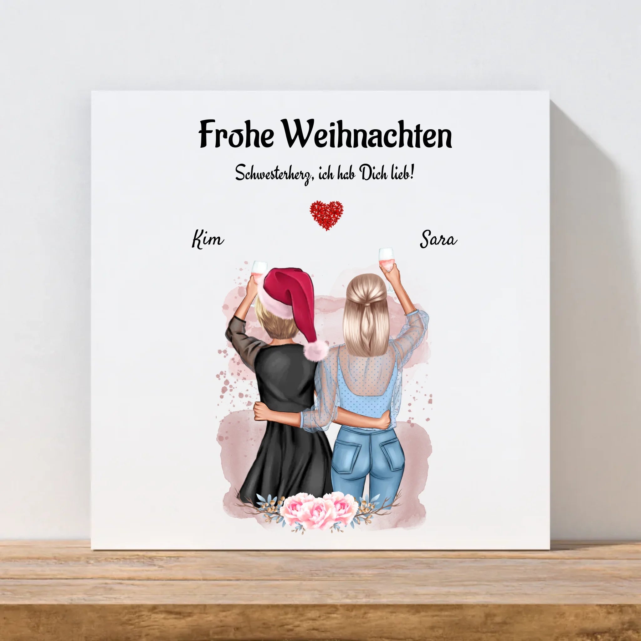 Frohe Weihnachten Schwester Leinwand personalisiert - Cantty