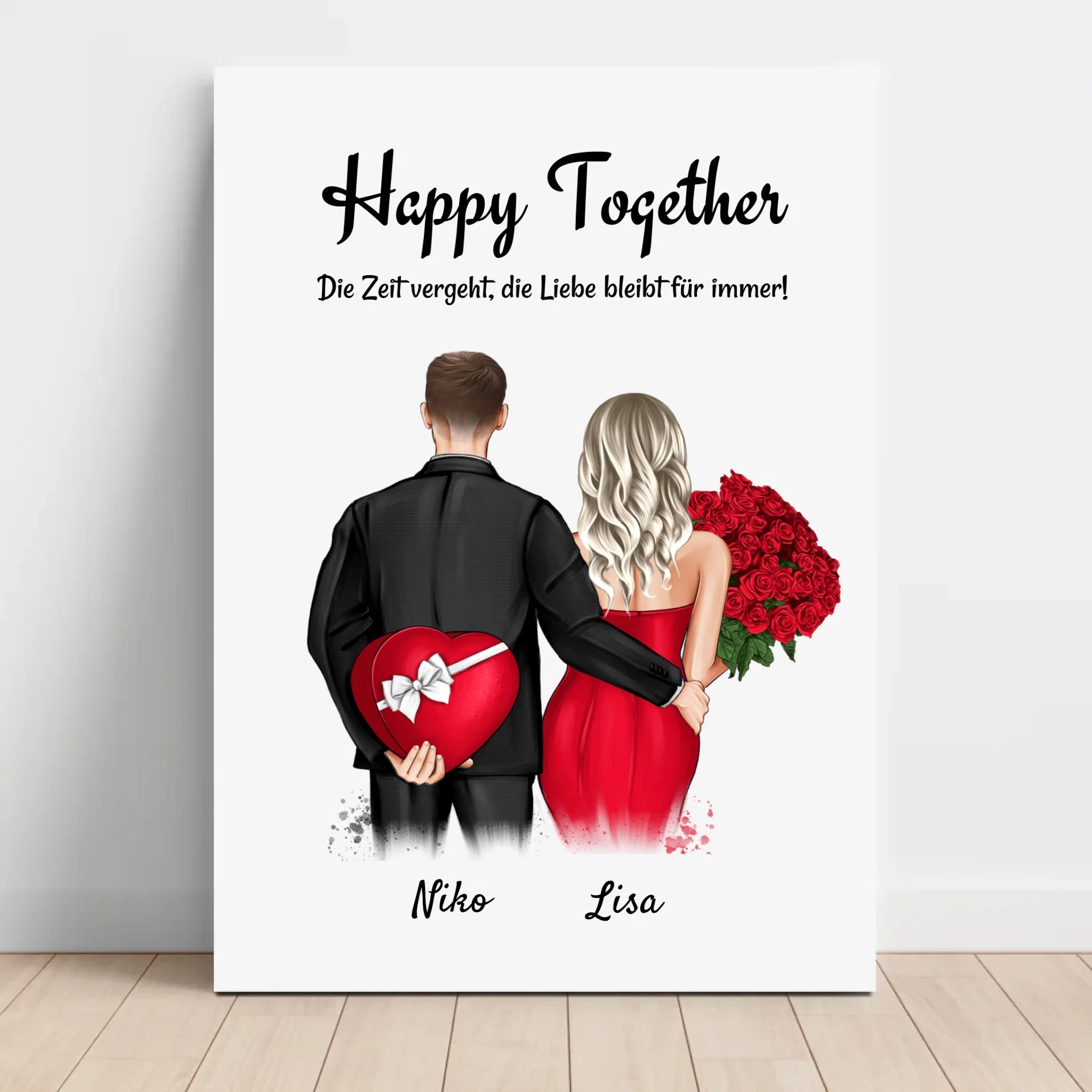 Geschenk 1. Hochzeitstag Leinwandbild personalisiert - Cantty