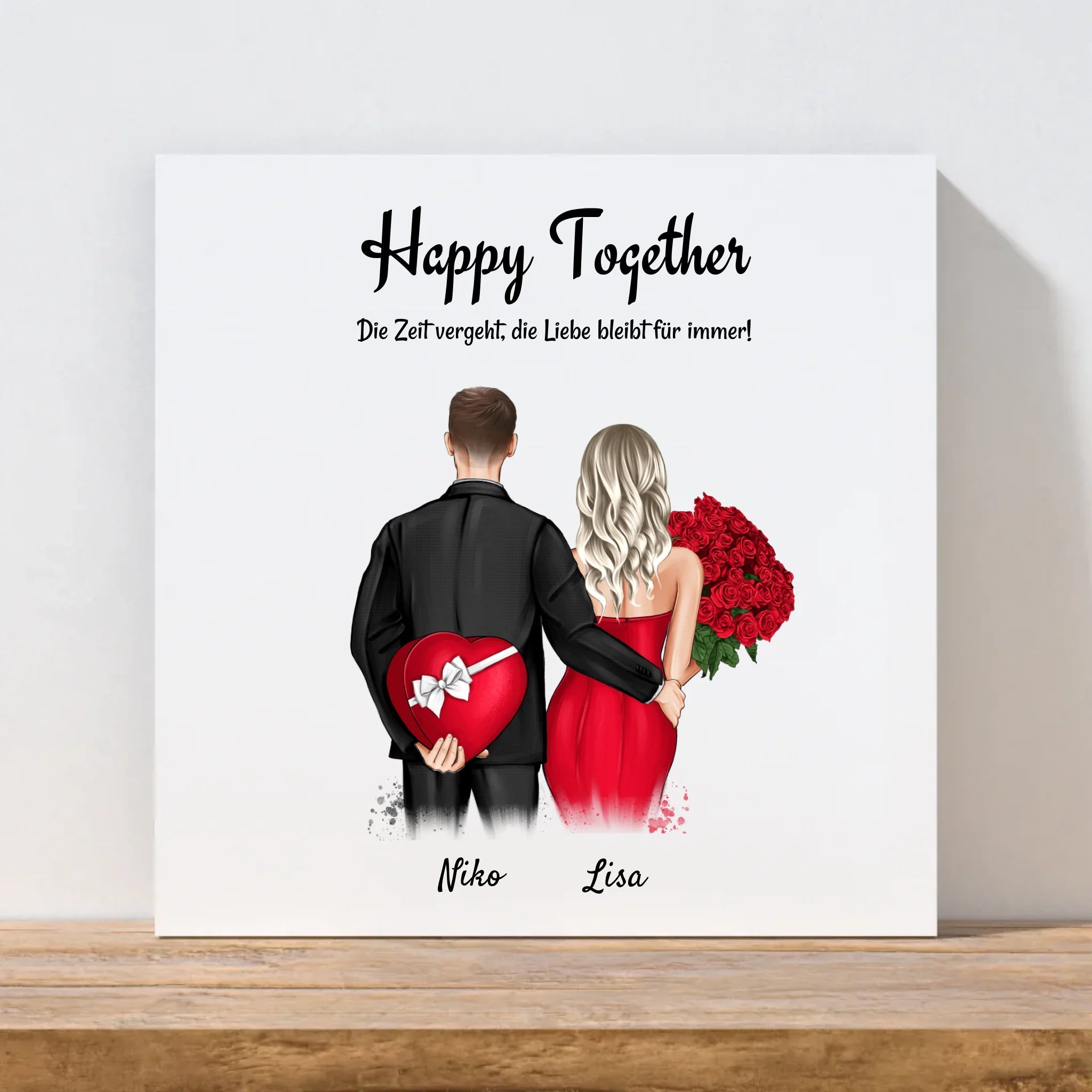 Geschenk 1. Hochzeitstag Leinwandbild personalisiert - Cantty