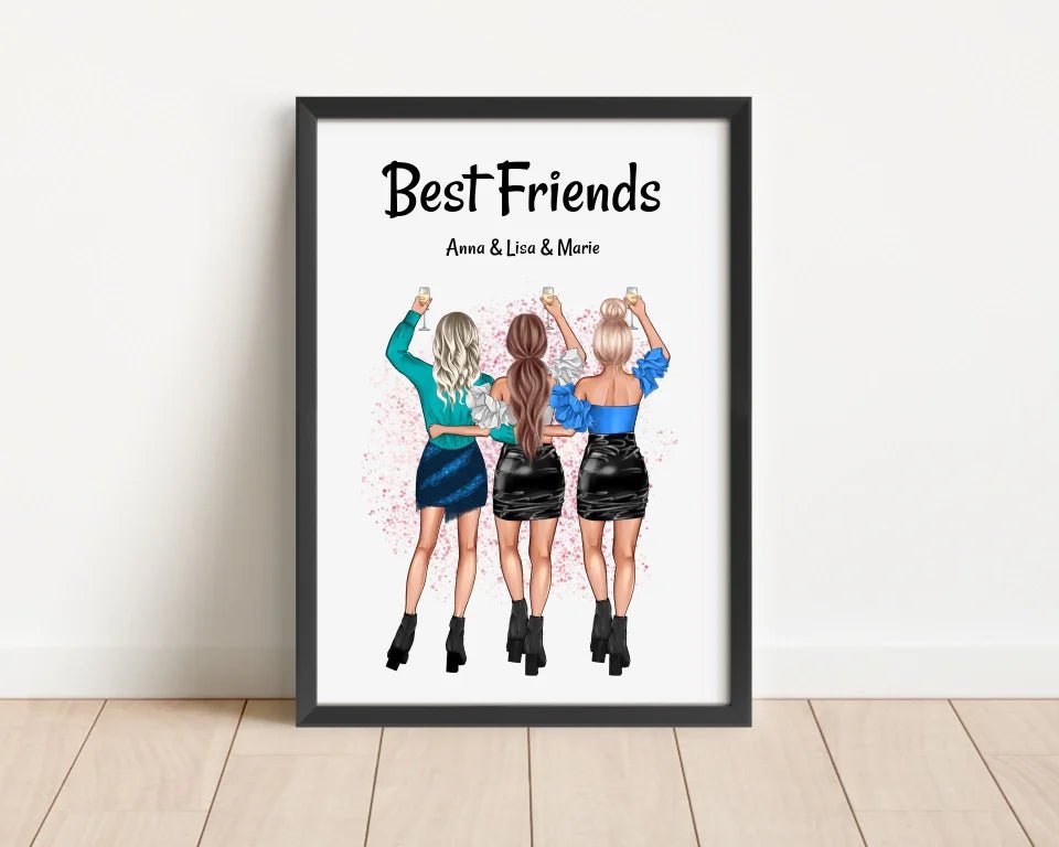 Geschenk 3 Freundinnen Poster personalisiert - Cantty