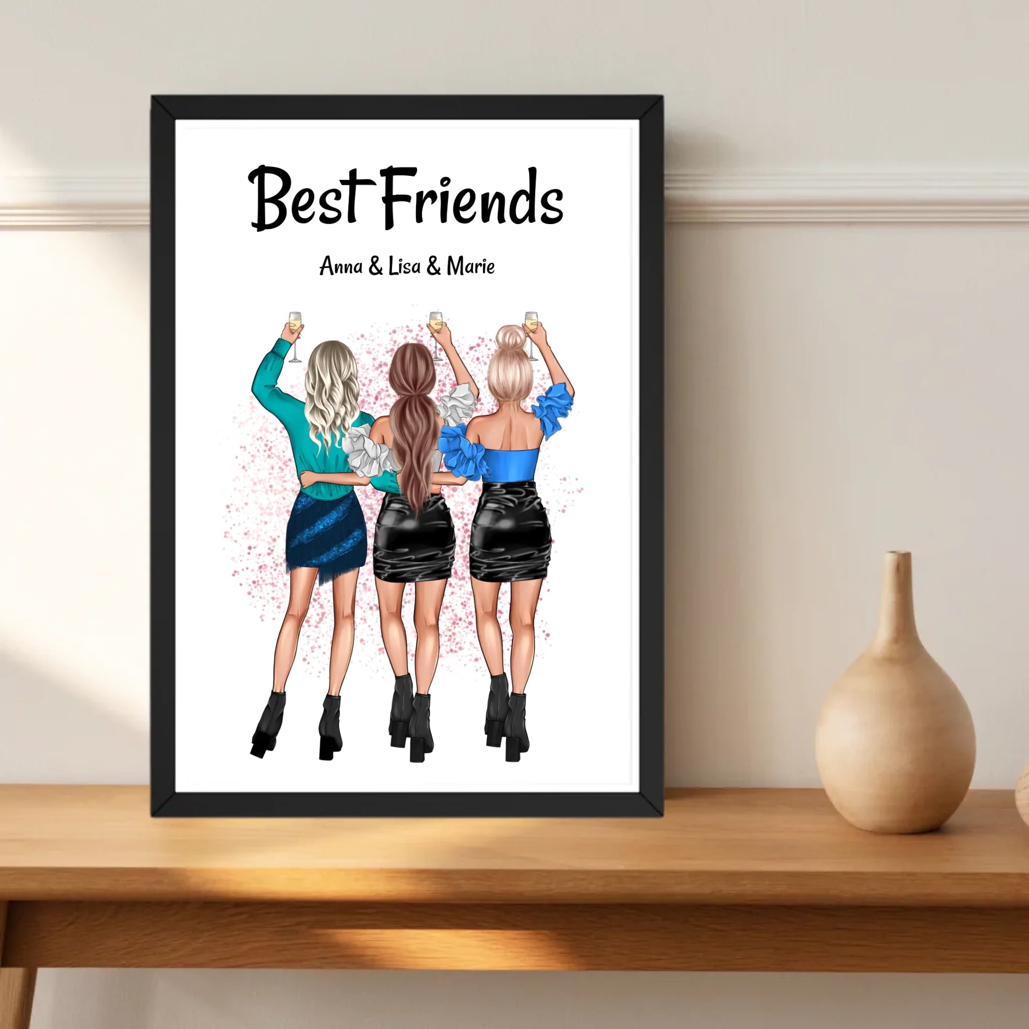 Geschenk 3 Freundinnen Poster personalisiert - Cantty