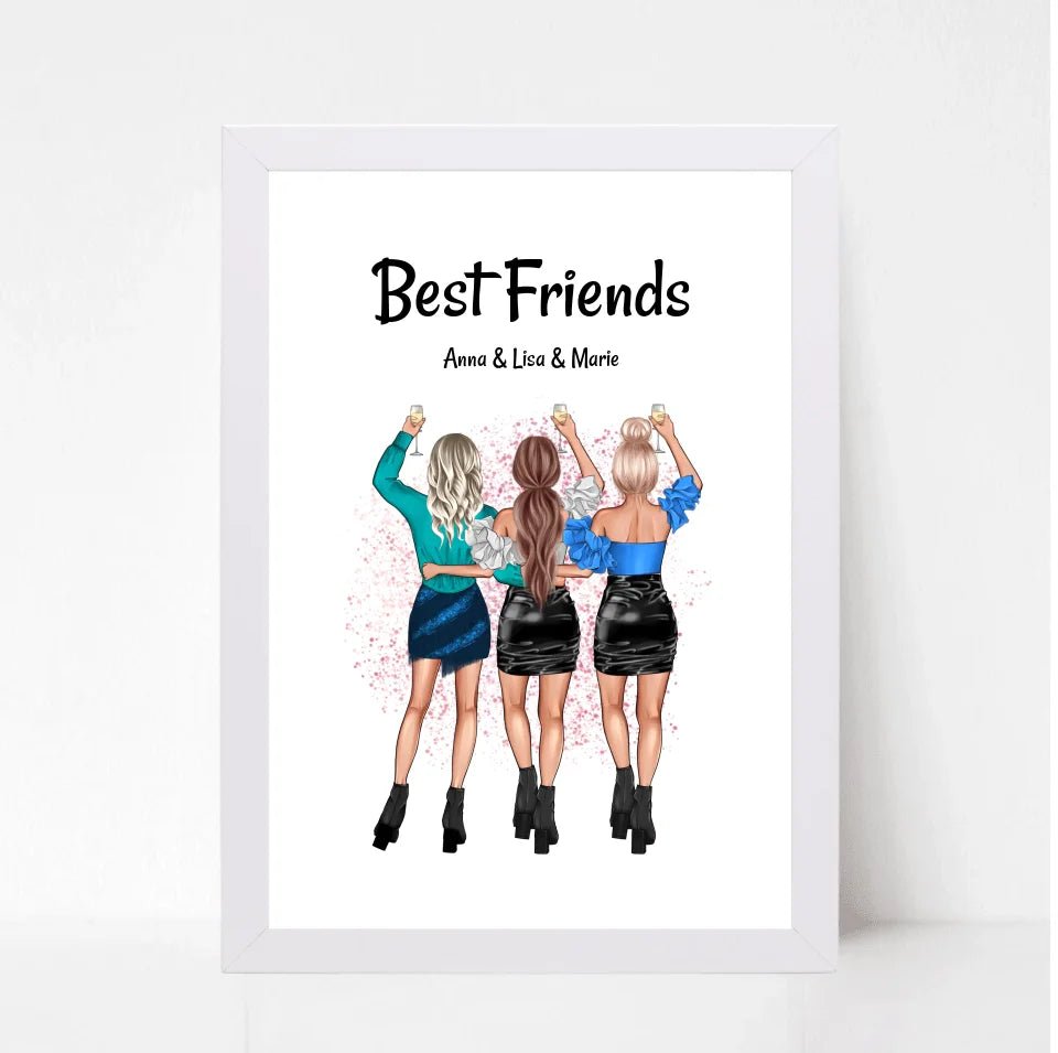 Geschenk 3 Freundinnen Poster personalisiert - Cantty