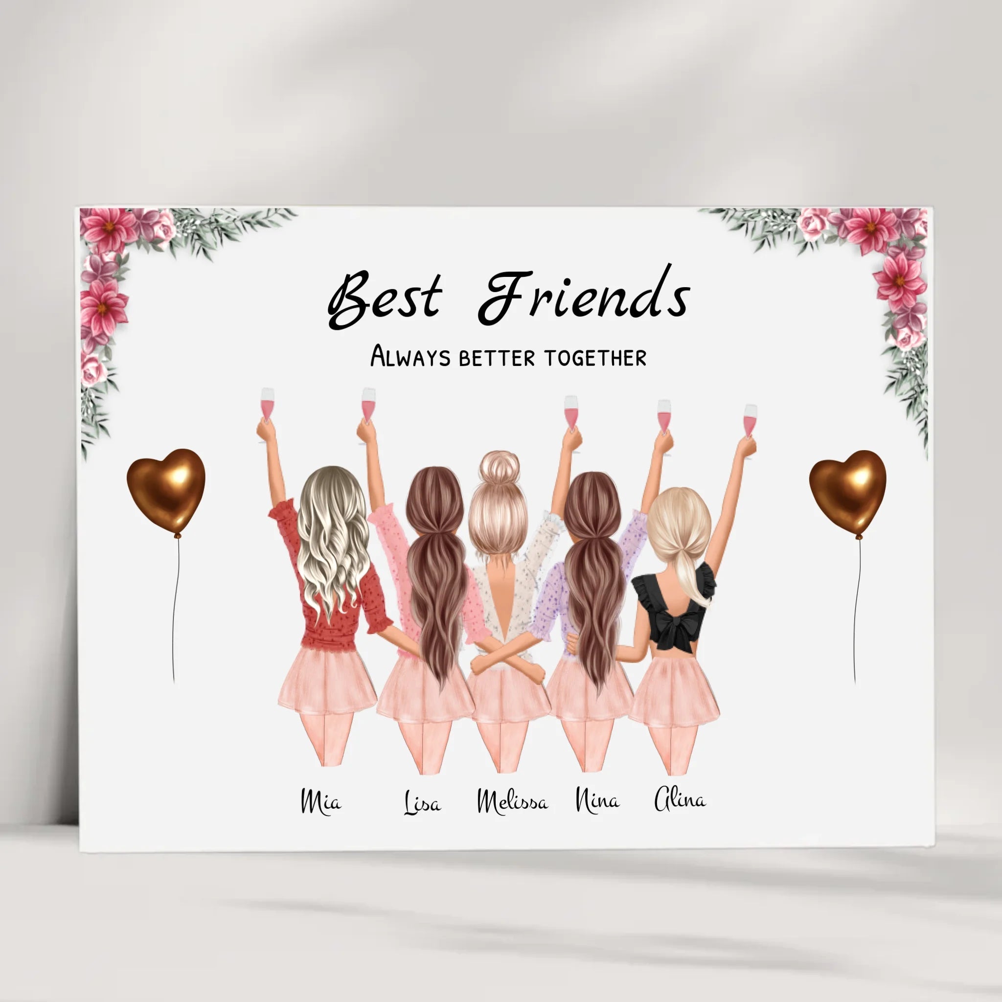 Geschenk 5 Freundinnen Poster personalisiert - Cantty