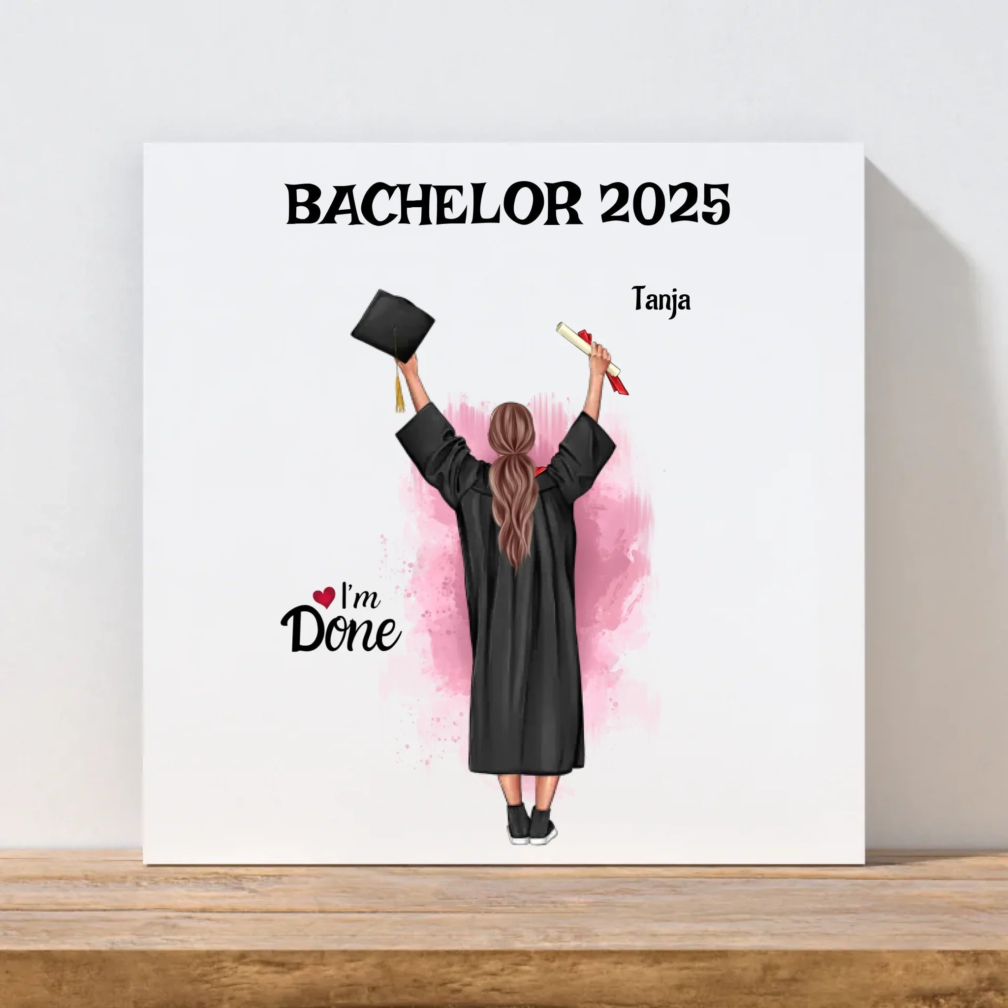 Geschenk Bachelor Abschluss Leinwandbild mit Namen - Cantty