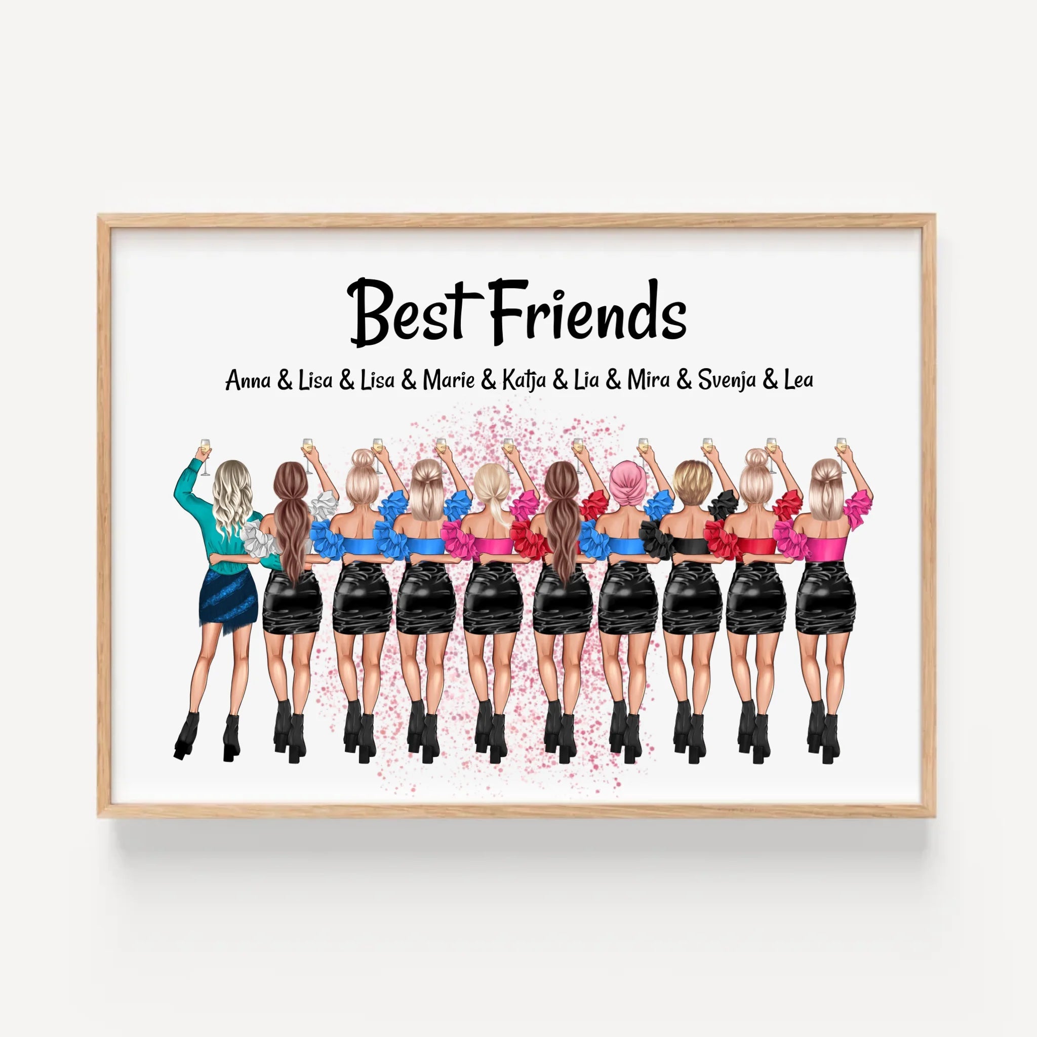 Geschenk Beste Freundin Poster personalisiert für 10 Personen - Cantty