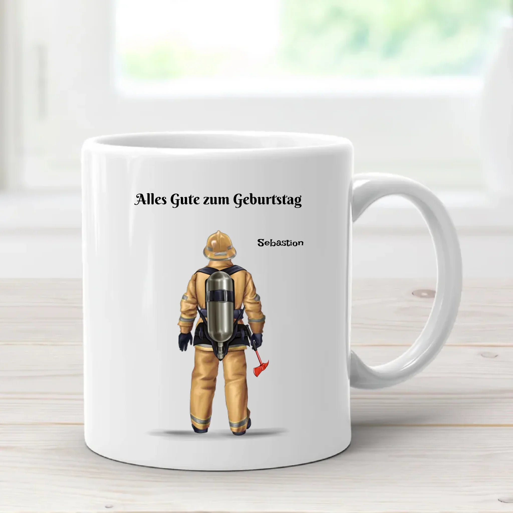 Geschenk Feuerwehrmann Tasse zum Geburtstag personalisiert - Cantty