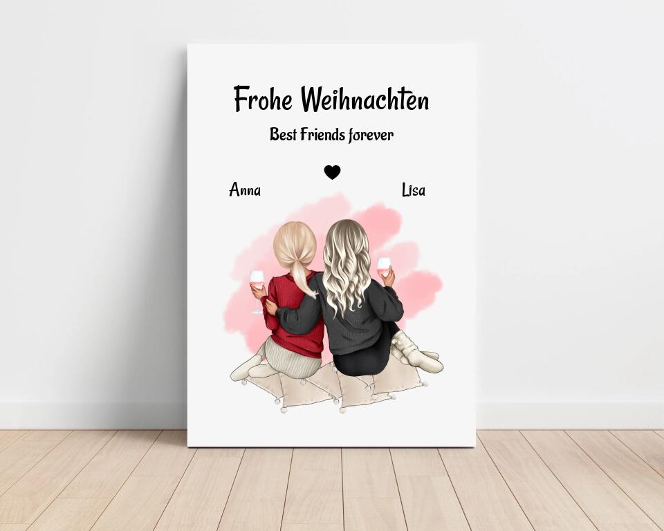 Geschenk für beste Freundin Leinwand Bild Weihnachten - Cantty