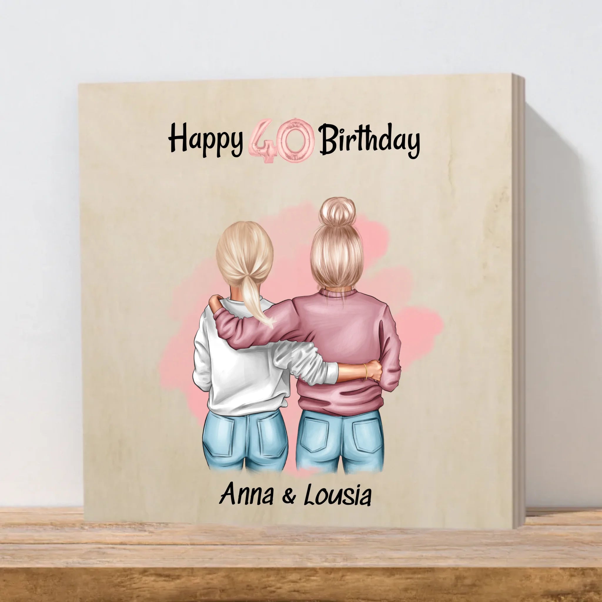 Geschenk für beste Freundin zum Geburtstag: Holzdruckbild personalisiert - Cantty