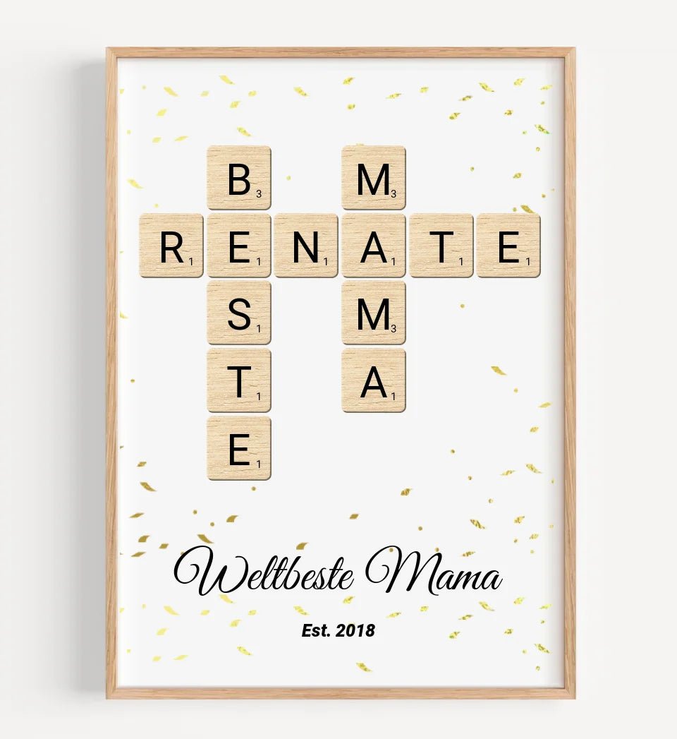 Geschenk für Mama Scrabble Wort Poster personalisierbar - Cantty